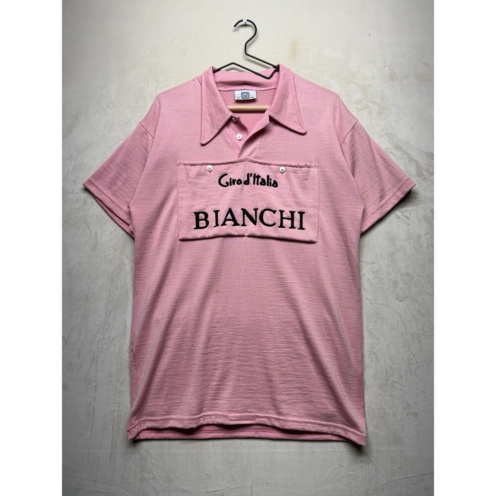 Santini Bianchi Giro D’Italia Shirt Men’s XXL Pink Wool Cycling Jersey Italy